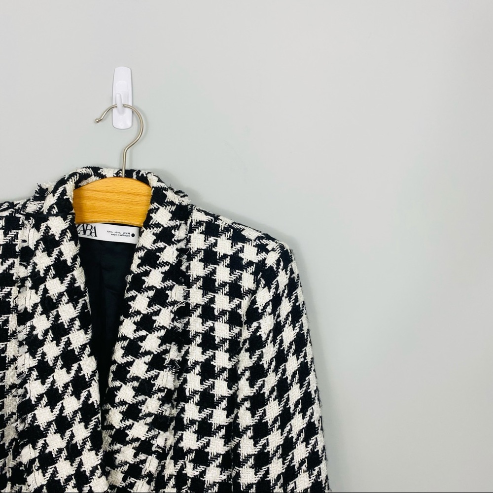 Zara Black and White Houndstooth Blazer - Picture 4 of 9